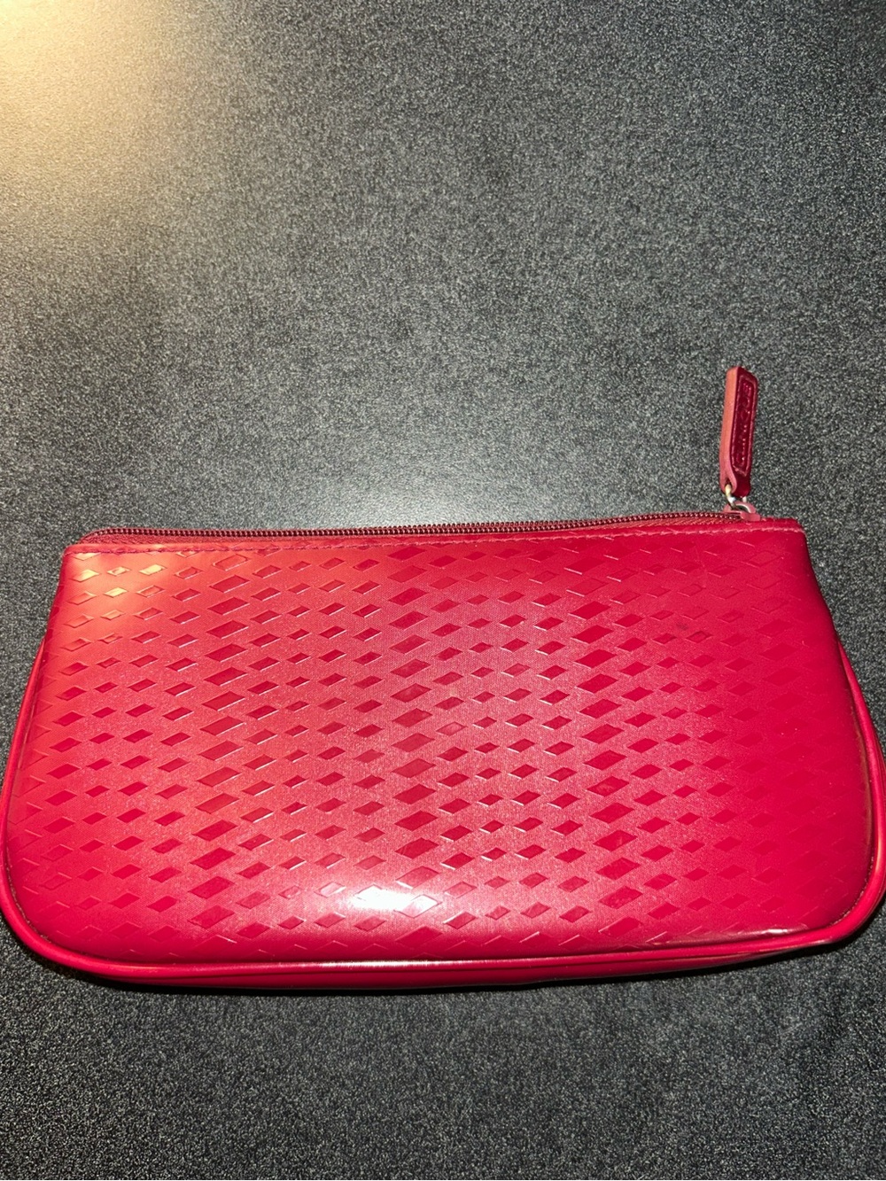 Clinique Red Glossy Zip Pouch Clutch